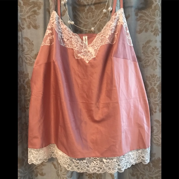 🔆 Cacique Mauve & White Lace Cami Sz. 22/24 🔆 - Picture 2 of 4